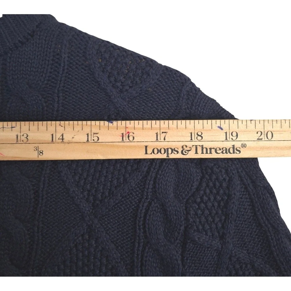Polo Ralph Lauren Cable Knit Sweater Men's Small Navy Blue Cotton Crewneck S